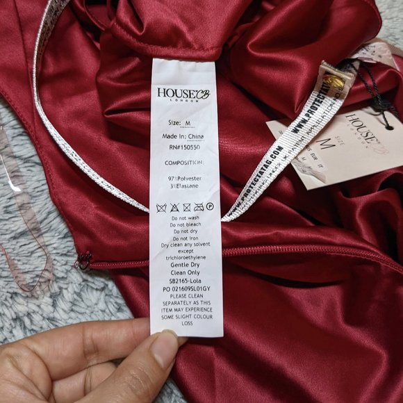 NEW House of CB London Red Lola Satin Slip Sleeveless Mini Dress Size Medium - Picture 8 of 10